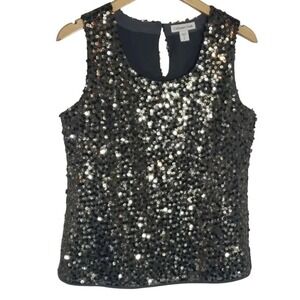 Coldwater Creek Womens Small Brown Copper Sequins Tank Top Sparkle Party Evening